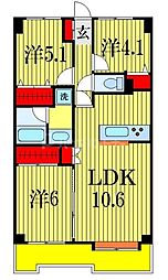 グリーンパーク船橋 3LDKの間取図画像