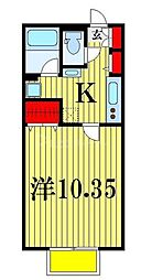 リヴェール市川C 1Kの間取図画像