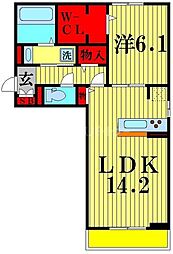グランテージ海神H棟 1LDKの間取図画像