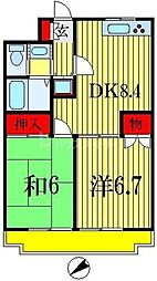 ハイブリッジソシア 2DKの間取図画像
