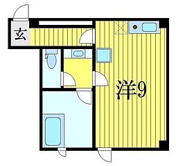 シンエイ第7船橋マンション ワンルームの間取図画像