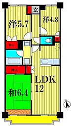 フジ・ヴェール毘沙門堂 3LDKの間取図画像
