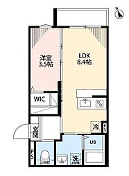 船橋市本中山5丁目アパート 1LDKの間取図画像