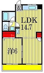 サンライズ船橋 1LDKの間取図画像