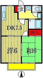 サンパティオA 2DKの間取図画像