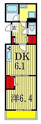 カルム海神 1DKの間取図画像