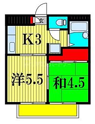 フジマンション 2Kの間取図画像