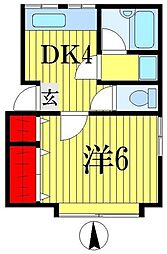 パープル西船 1DKの間取図画像