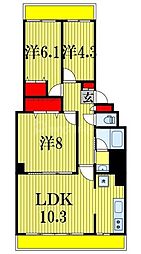 グレースハイツ船橋 3LDKの間取図画像