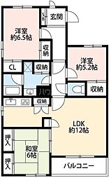 ハウス北習志野 3LDKの間取図画像