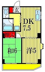 セゾンド船橋 2DKの間取図画像