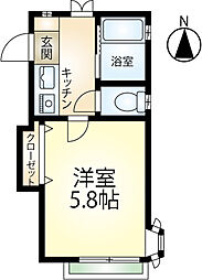 エスポワールＡＷＡ 1階1Kの間取り