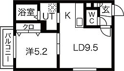 ソレイユ平岸 1LDKの間取図画像