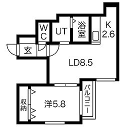ライトニングビル 1LDKの間取図画像