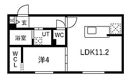 MODA N13 1LDKの間取図画像