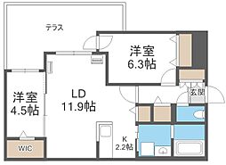 札幌市豊平区平岸五条13丁目マンション 2LDKの間取図画像