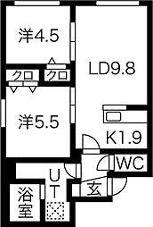 ラグジースペース栄通10 2LDKの間取図画像