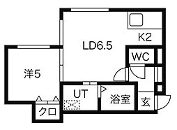 フラッツリド菊水 1DKの間取図画像