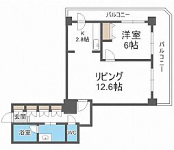 PRIMEURBAN札幌リバーフロント 1LDKの間取図画像