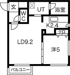 ミラネーゼ大谷地 1LDKの間取図画像