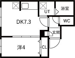 Raffine南郷通III 1DKの間取図画像