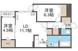 札幌市豊平区平岸五条13丁目マンション 2LDKの間取図画像