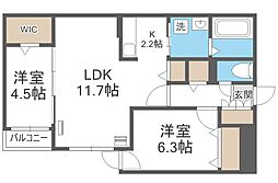 札幌市豊平区平岸五条13丁目マンション 2LDKの間取図画像