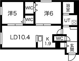 プレシェルト平岸 2LDKの間取図画像