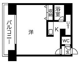エッジウォーターテラス 1Kの間取図画像