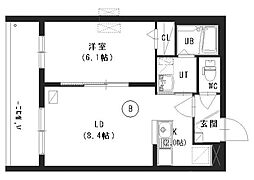 エクセル美園 1LDKの間取図画像