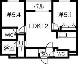 Rejoice東札幌(旧Alivis東札幌) 2LDKの間取図画像
