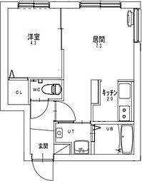 リガーレ東札幌 1LDKの間取図画像