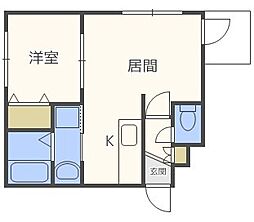 ヴァンベール 1LDKの間取図画像