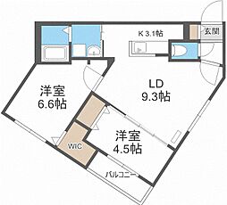 ブランシャールCIEL学園前 2LDKの間取図画像