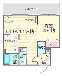 グラシオン 1LDKの間取図画像