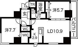 ドエル札幌アクシア 2LDKの間取図画像