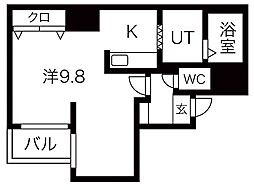 ロベージ 1Kの間取図画像