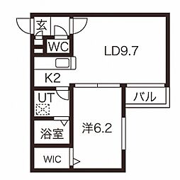 メゾンアヴェニュードゥ 1LDKの間取図画像