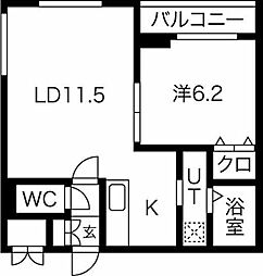クラリス菊水5 1LDKの間取図画像