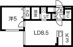 クラリス菊水2 1LDKの間取図画像