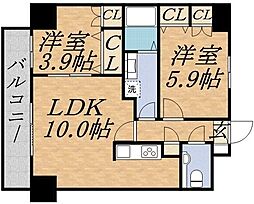 プライムアーバン大通東 2LDKの間取図画像