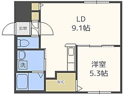 エルキューブ学園前 1LDKの間取図画像