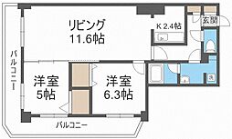 PRIMEURBAN札幌リバーフロント 2LDKの間取図画像