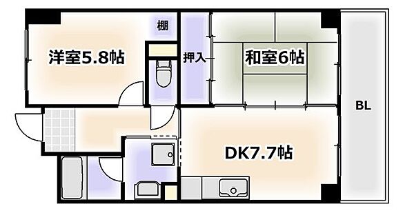 大阪府大阪市西成区玉出東2丁目(賃貸マンション2DK・1階・48.91㎡)の写真 その2