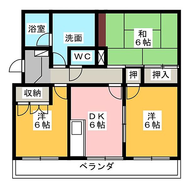 サニークレスト ｜静岡県富士市浅間上町(賃貸マンション3DK・1階・55.44㎡)の写真 その2