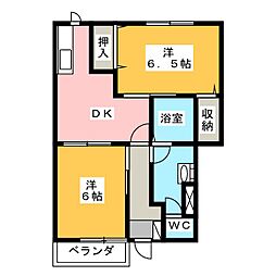 プリーマハウス 2DKの間取図画像