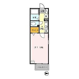 ソシアパート2 1Kの間取図画像