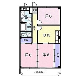 花崎マンション 3DKの間取図画像