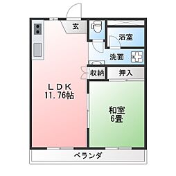 田子浦ベイピア1 1LDKの間取図画像