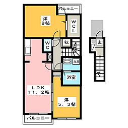 カレントC 2LDKの間取図画像